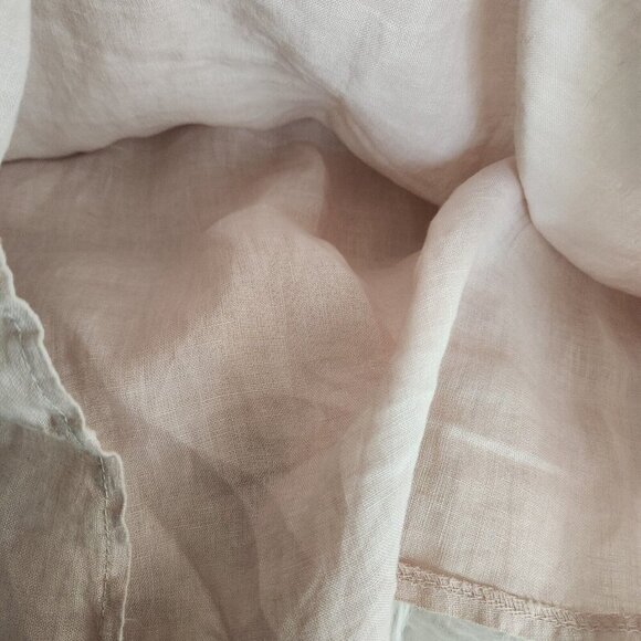 Francesca Bettin 100% Linen‎ Shift Dress S Layered Bell Sleeves Pink Made Italy - Picture 11 of 16